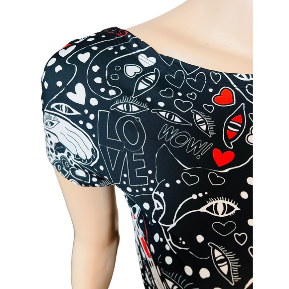 Just Cavalli Black Punk Rock Print Dress Stretchy Fabric Size 44 Fit Medium - Picture 13 of 15
